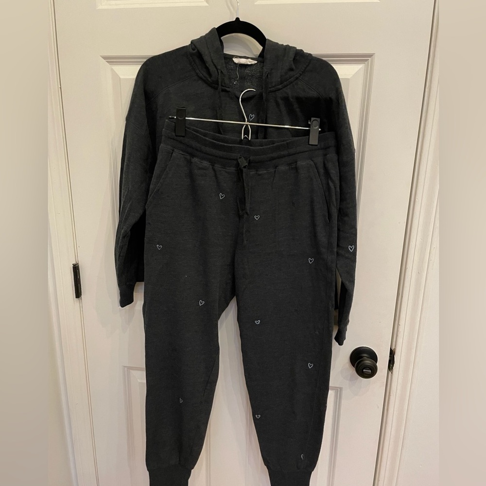 Splendid Collection Womens Navy Sweatpants & Cropped Boxy Hoodie Size S